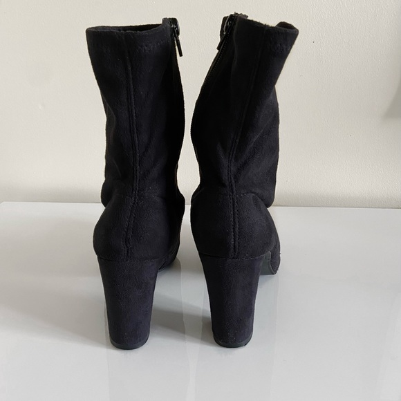 Black Suede Ankle Sock Boots - Picture 4 of 5